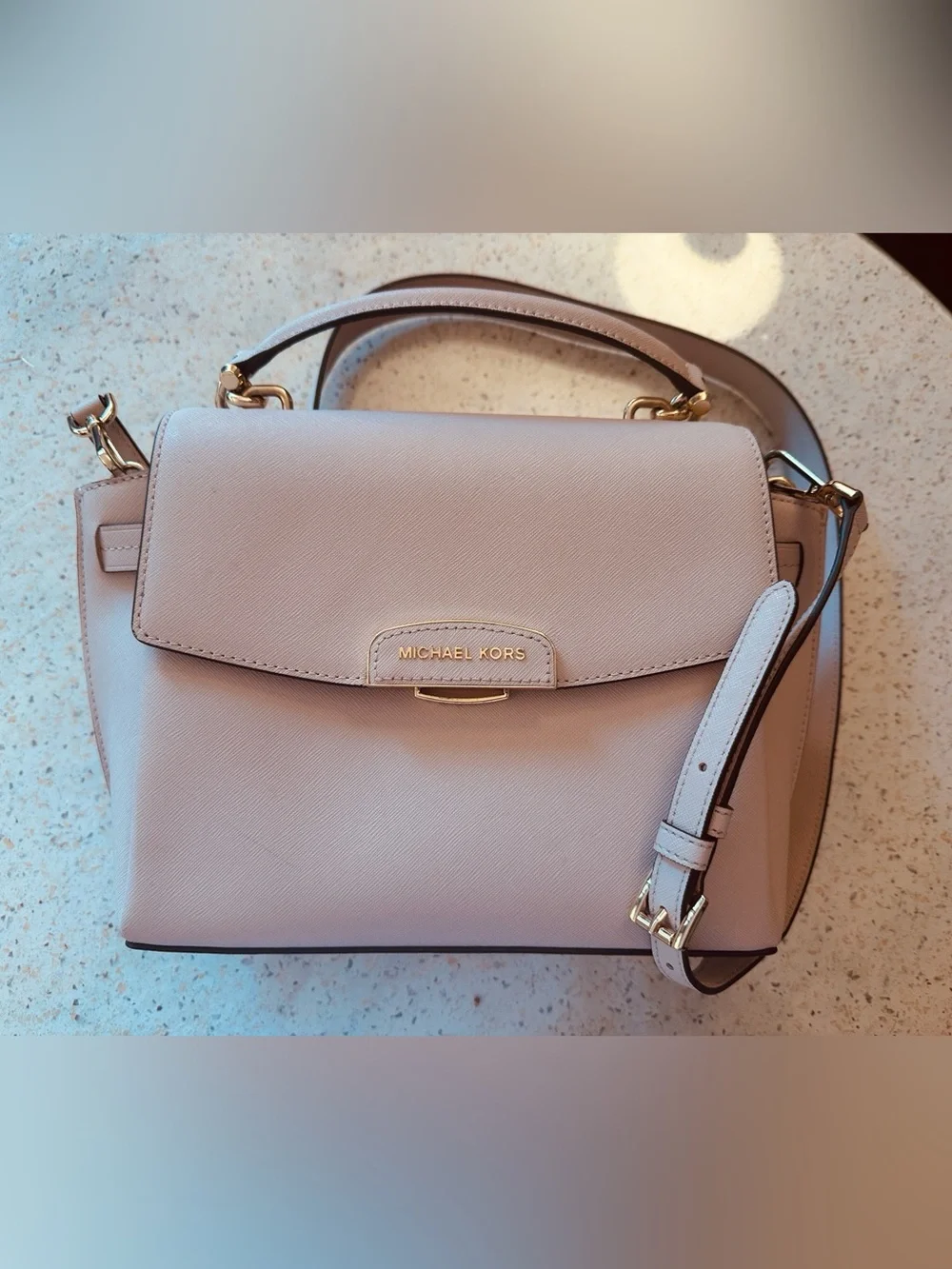 Michael Kors Rochelle Top Handle Satchel with Gold Hardware - Blush Pink